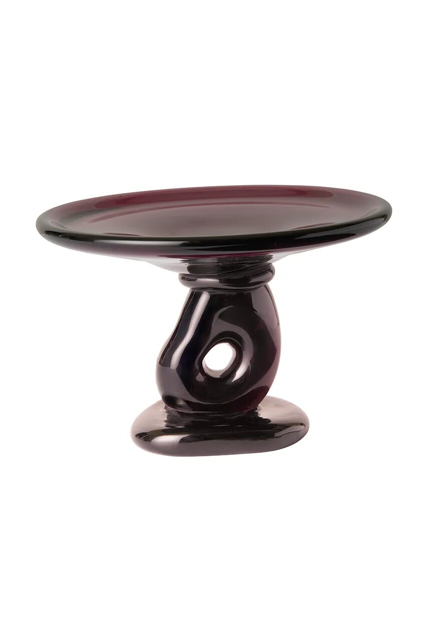 Ozdobný stojan na tortu ferm LIVING Damo Glass Centrepiece 21 cm bordová farba