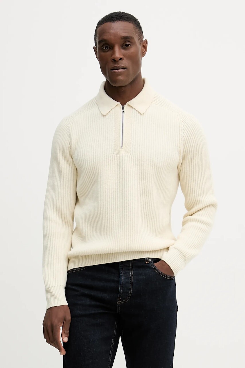 Sveter s prímesou vlny Paul&Shark béžová farba, 15311163