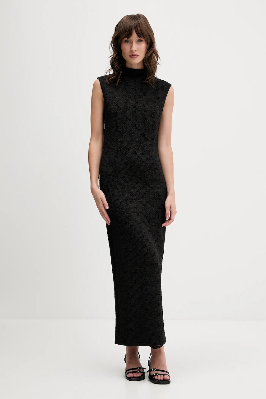 Šaty HUGO čierna farba, maxi, priliehavé, 50550118