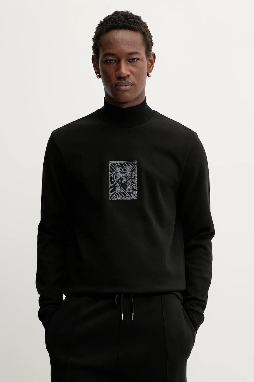 Mikina HUGO čierna farba, s nášivkou, 50546811