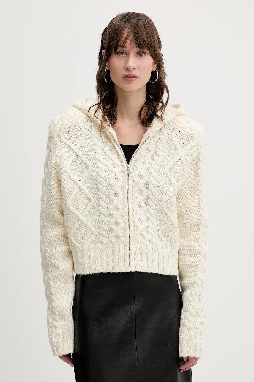 Sveter s prímesou vlny Rotate béžová farba, 114302857