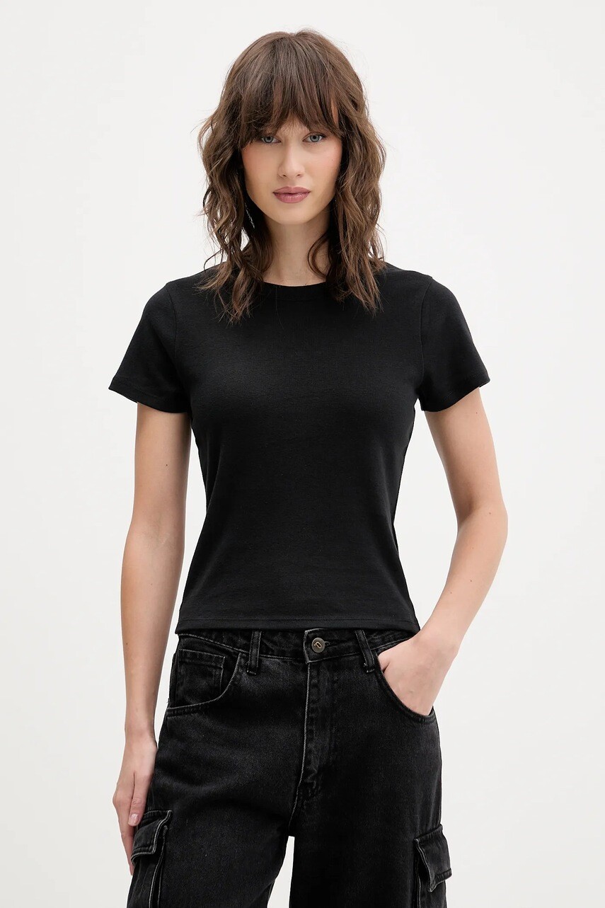 Bavlnené tričko Hollister Co. dámske, čierna farba, KI339-5073-900