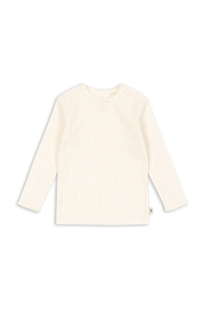 Bavlnené tričko s dlhým rukávom Konges Sløjd MINNIE BLOUSE GOTS béžová farba, KS104372