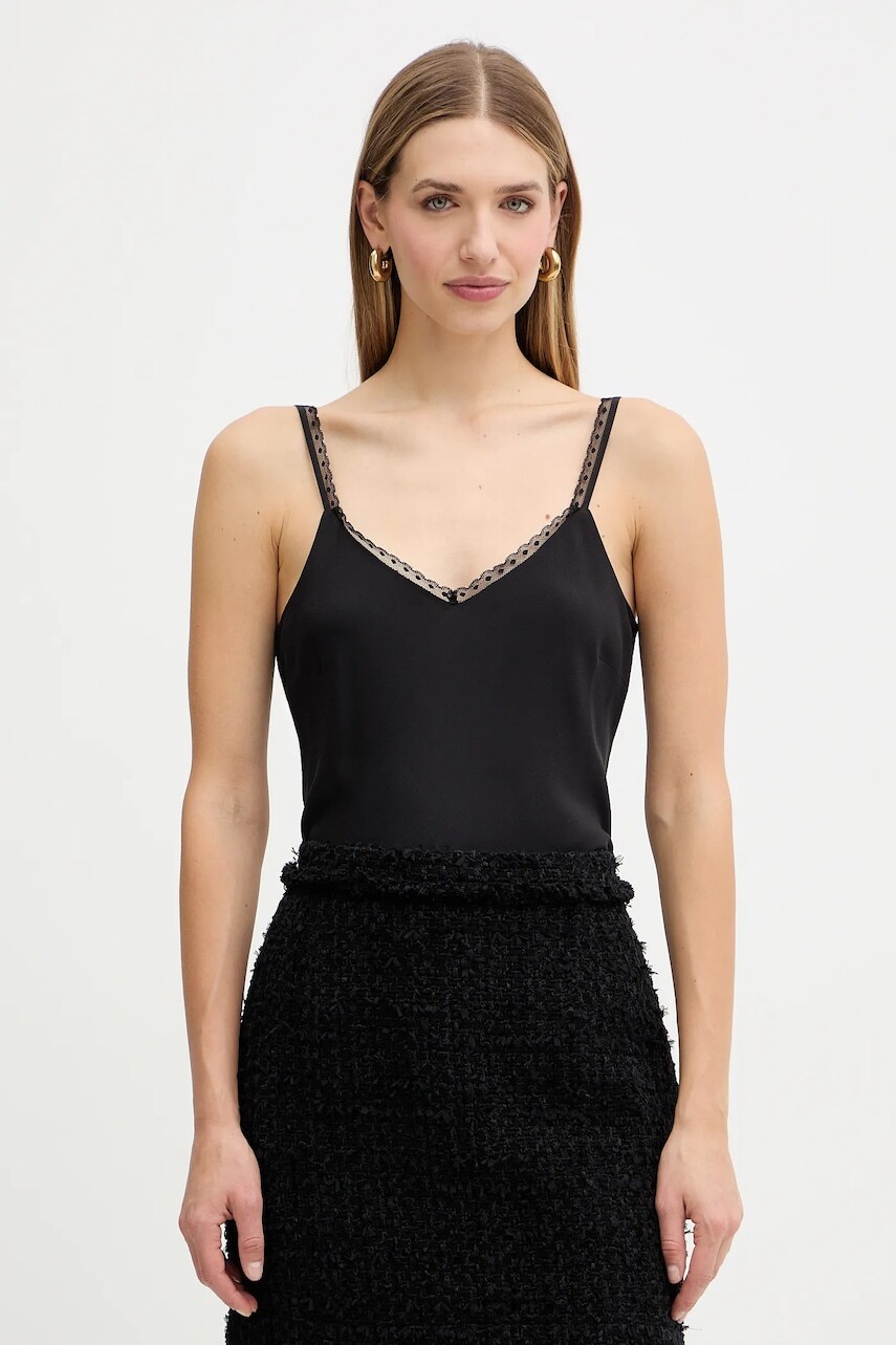 Top s prímesou hodvábu Twinset čierna farba, jednofarebná, 252TT2411