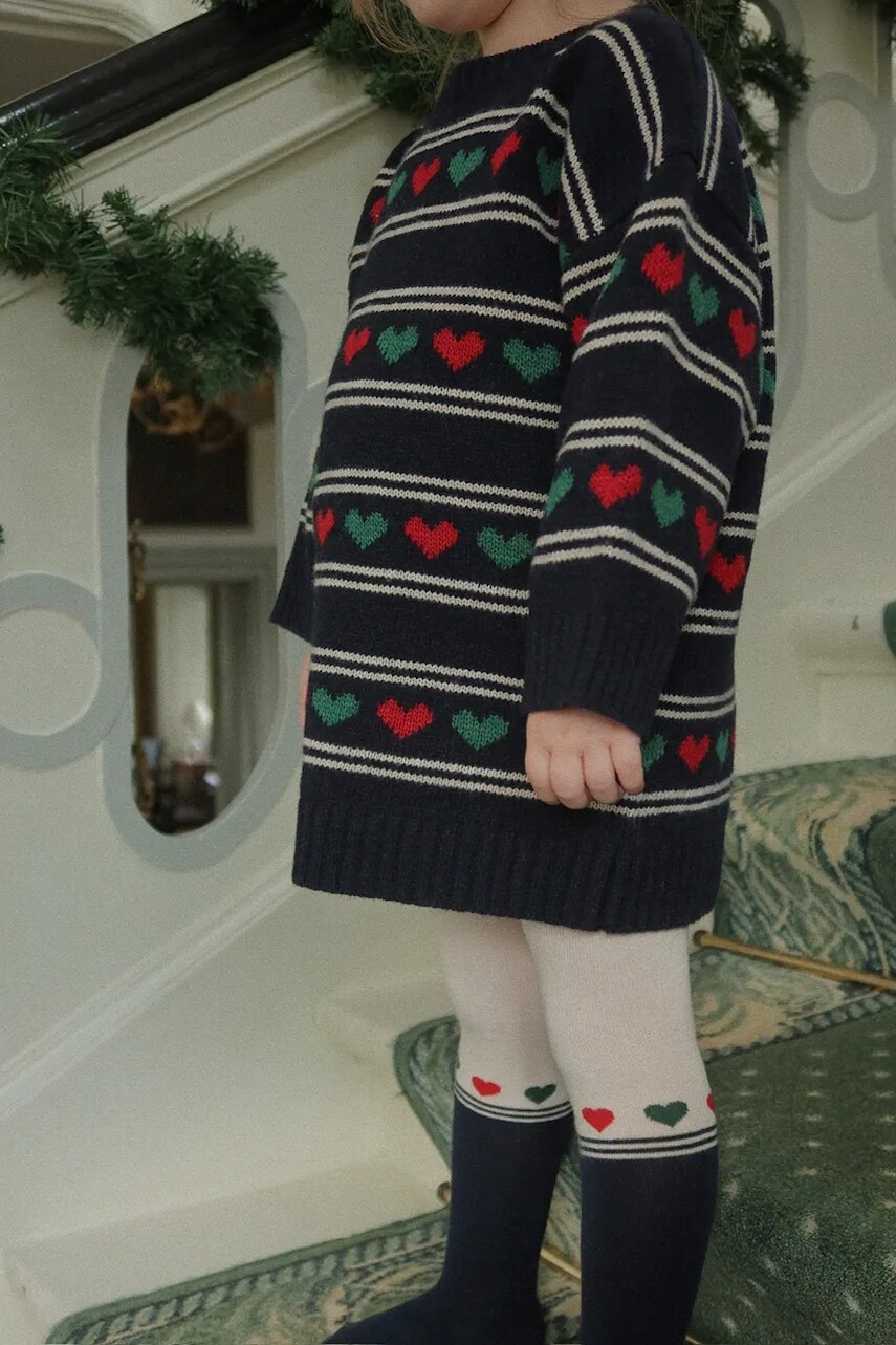 Detské šaty s prímesou vlny Konges Sløjd BELOU KNIT DRESS tmavomodrá farba, mini, rovný strih, KS104227