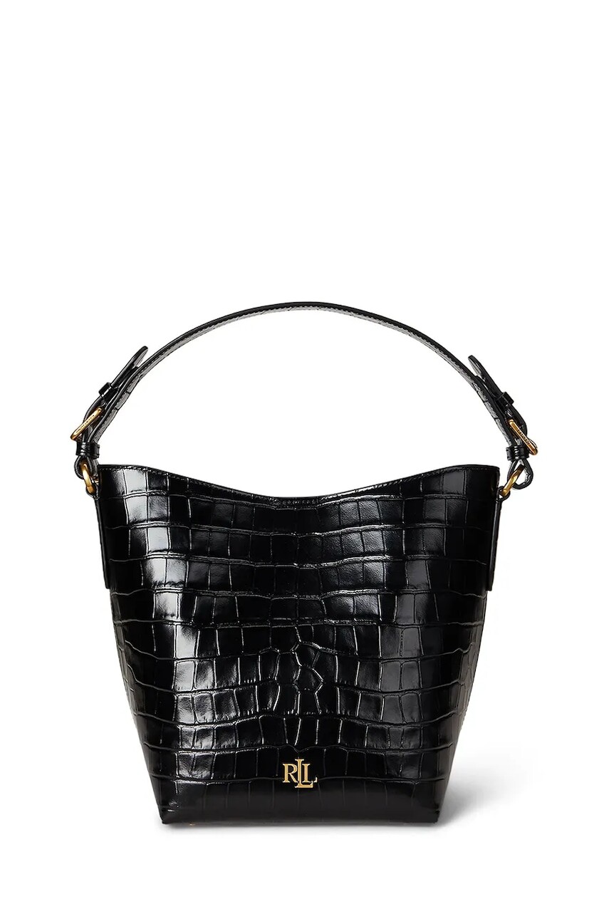 Kožená kabelka Lauren Ralph Lauren čierna farba, 431980189