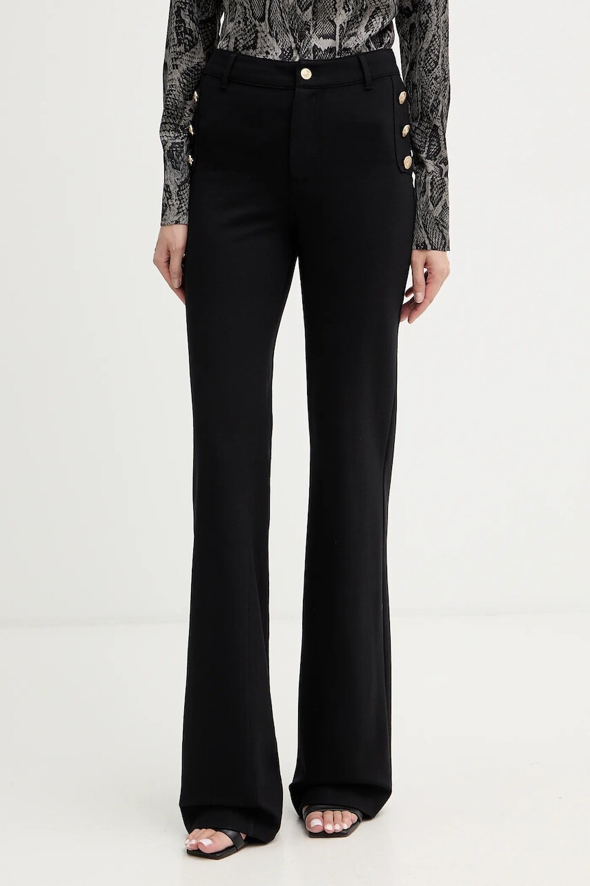 Nohavice Guess CHRISSY čierna farba, rovný strih, vysoký pás, W5BB16 KCMU2