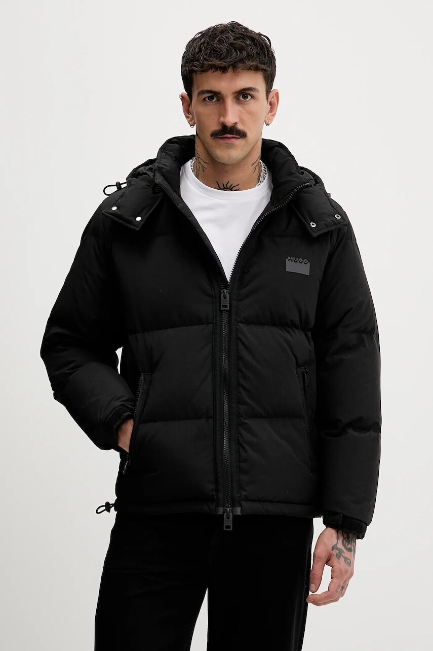 Páperová bunda HUGO čierna farba, zimná, 50549236