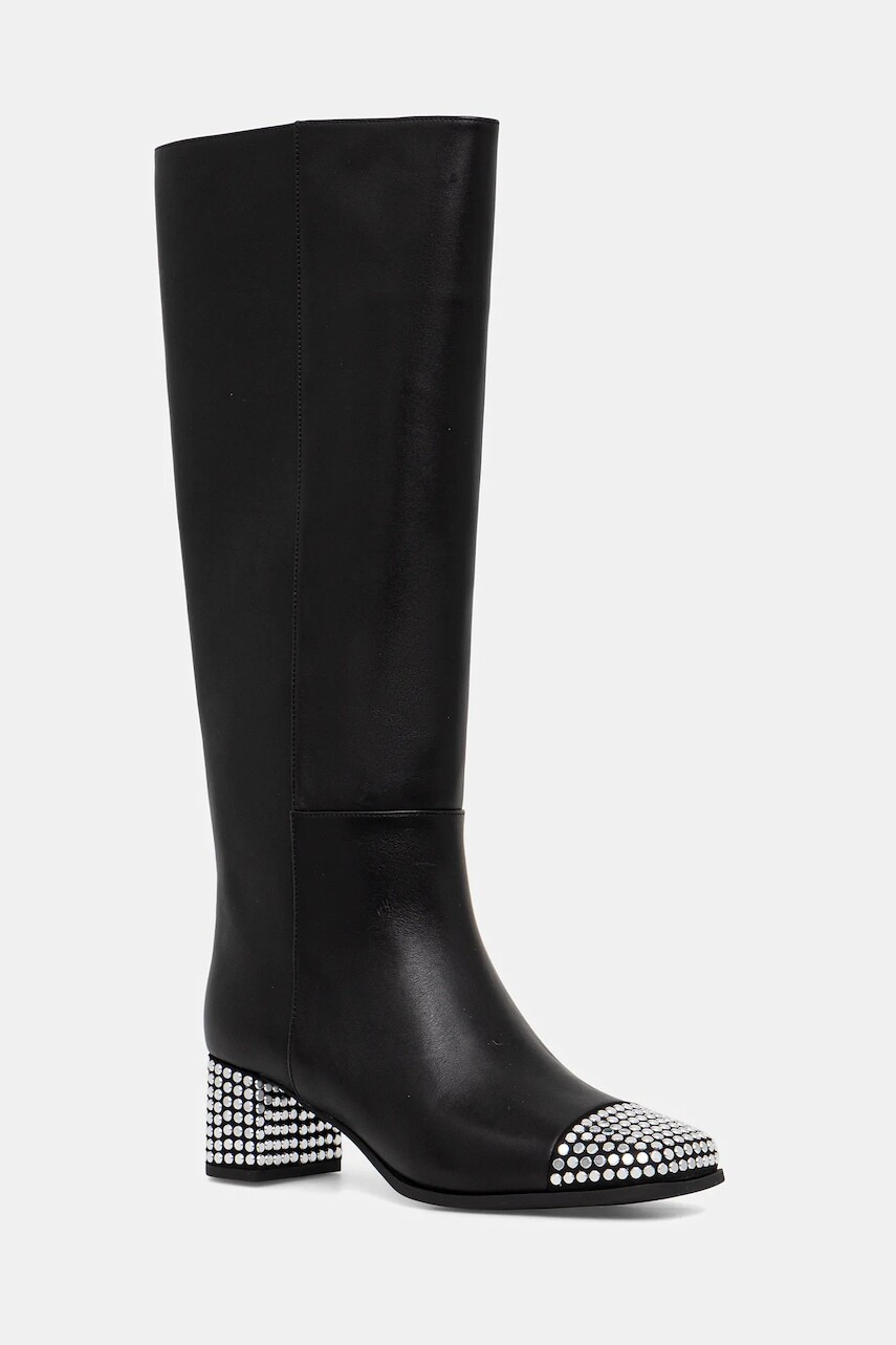 Kožené čižmy MICHAEL Michael Kors Matilda čierna farba, na podpätku, 40F5MTMB7L.001