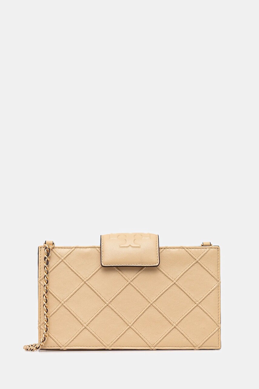Kožená kabelka Tory Burch Fleming béžová farba, 167250-700