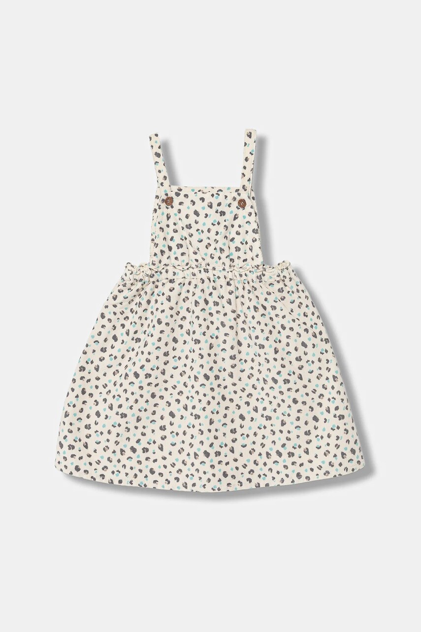 Dievčenské bavlnené šaty United Colors of Benetton béžová farba, midi, áčkový strih, 4JBTGT00O