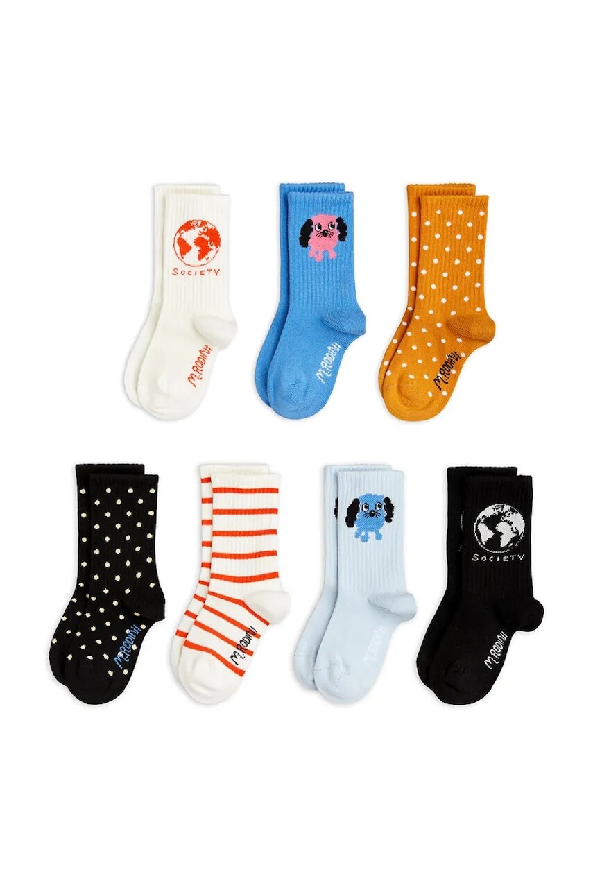 Detské ponožky Mini Rodini Doggie 7-pak modrá farba, 26160116