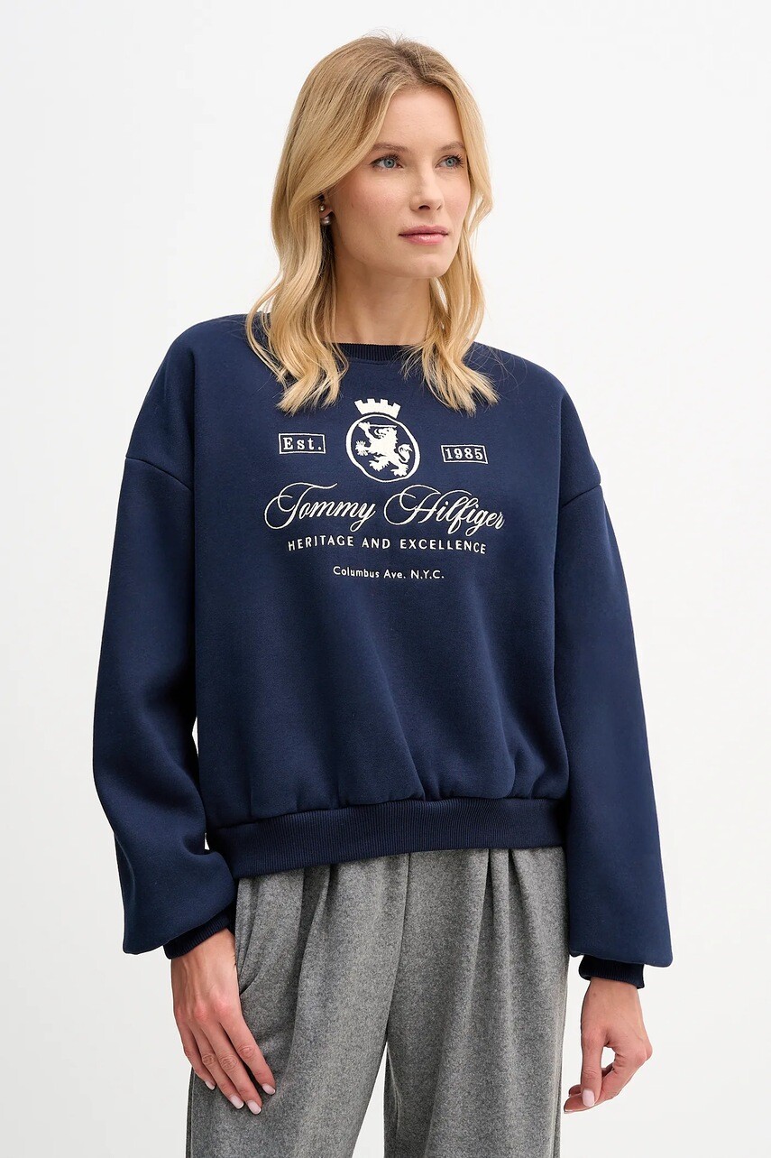 Mikina Tommy Hilfiger tmavomodrá farba, WW0WW46128