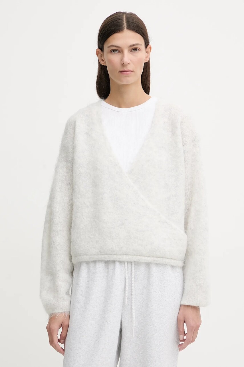 Sveter s prímesou vlny American Vintage šedá farba, ľahký, NUN18D