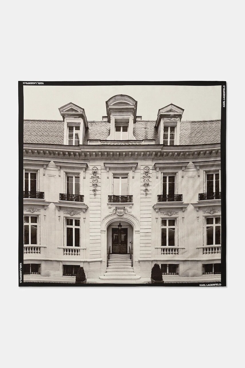 Hodvábna šatka Karl Lagerfeld RSG MAISON čierna farba, vzorovaná, A4W33138