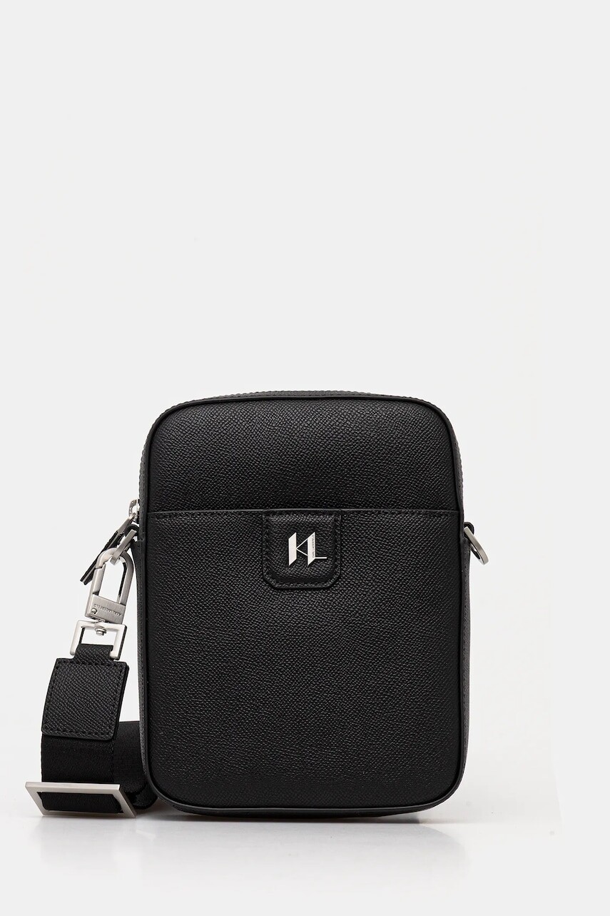 Kožená taška Karl Lagerfeld K/MONOGRAM čierna farba, B1M30209