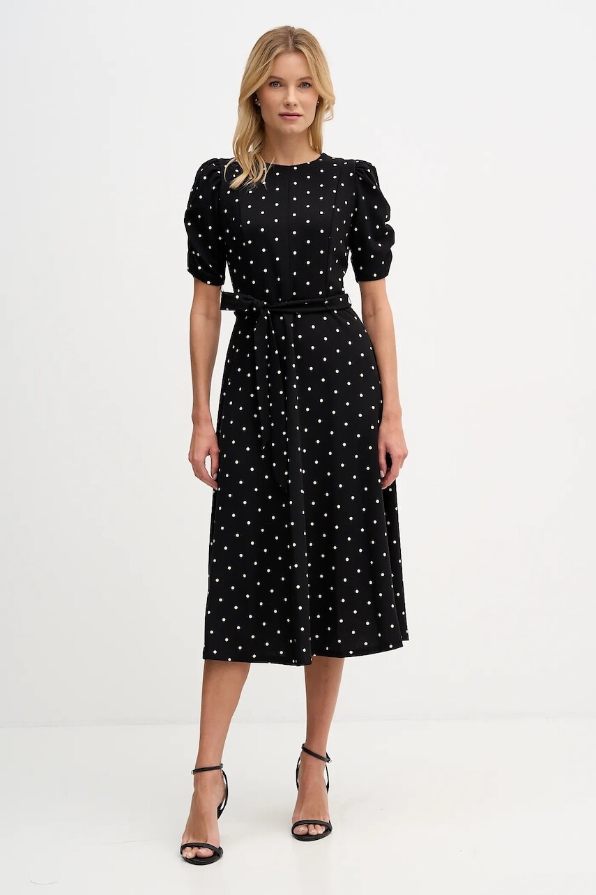 Šaty Dkny čierna farba, midi, áčkový strih, DD1G3848