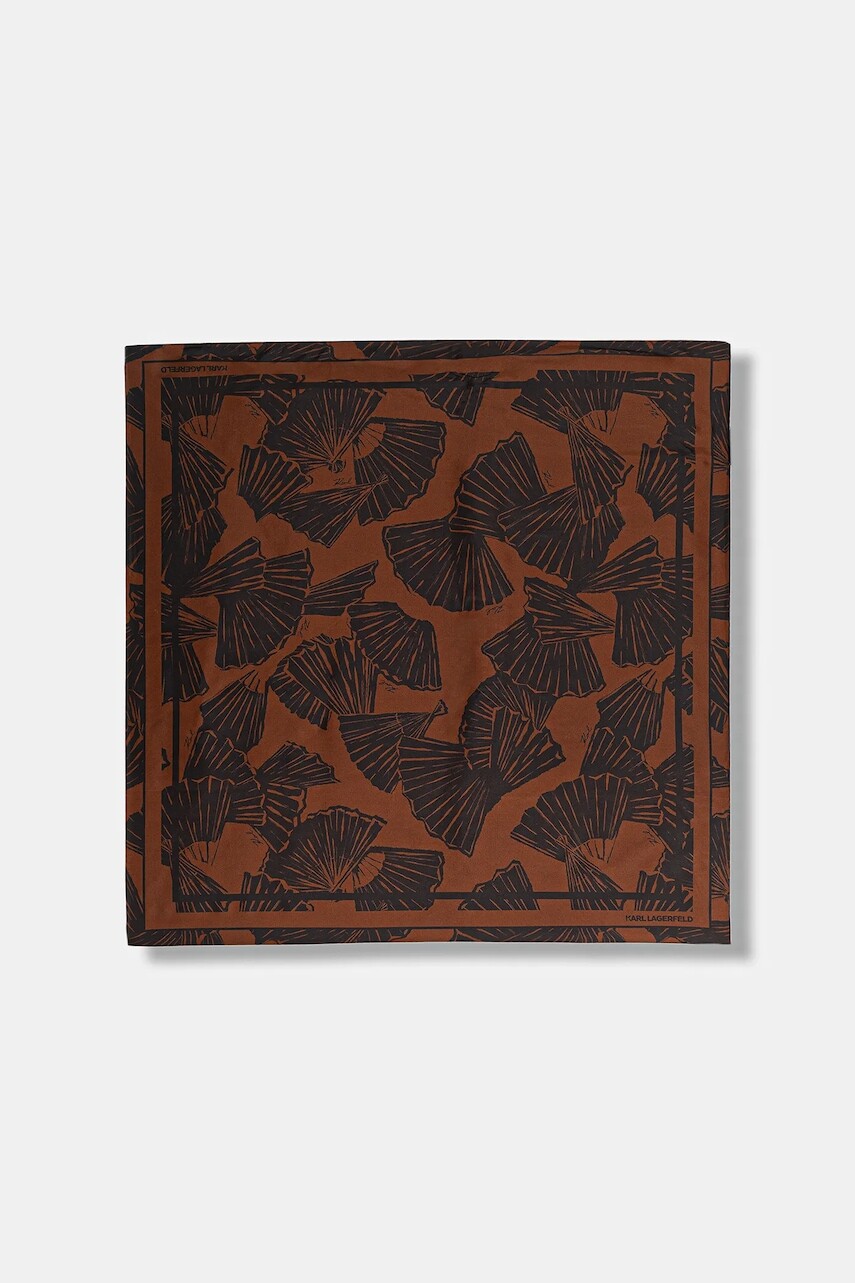 Hodvábna šatka Karl Lagerfeld K/SIGNATURE hnedá farba, vzorované, B1W33024
