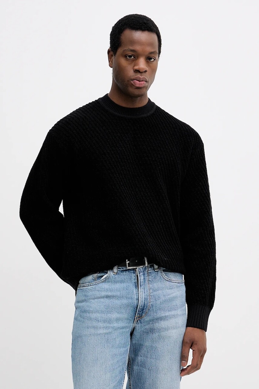 Sveter s prímesou vlny BOSS Orange čierna farba, ľahký, 50548666