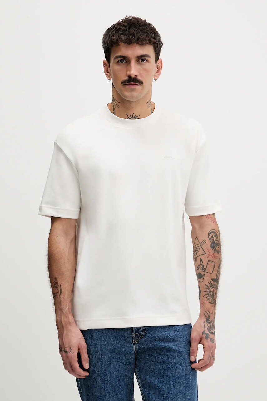 Tričko Hollister Co. pánske, béžová farba, jednofarebná, KI323-5410-100