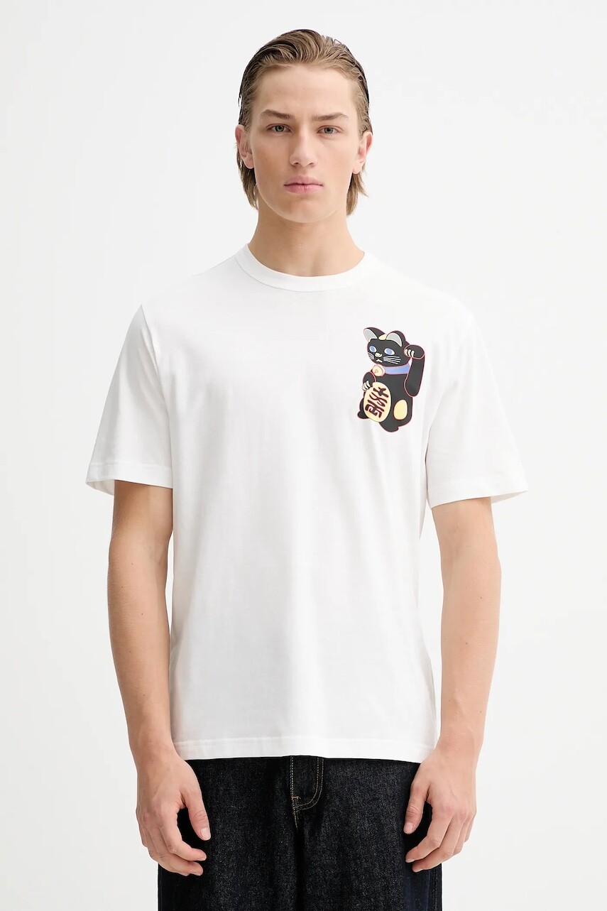 Bavlnené tričko PS Paul Smith pánske, biela farba, s potlačou, M2R-220X-VP5585