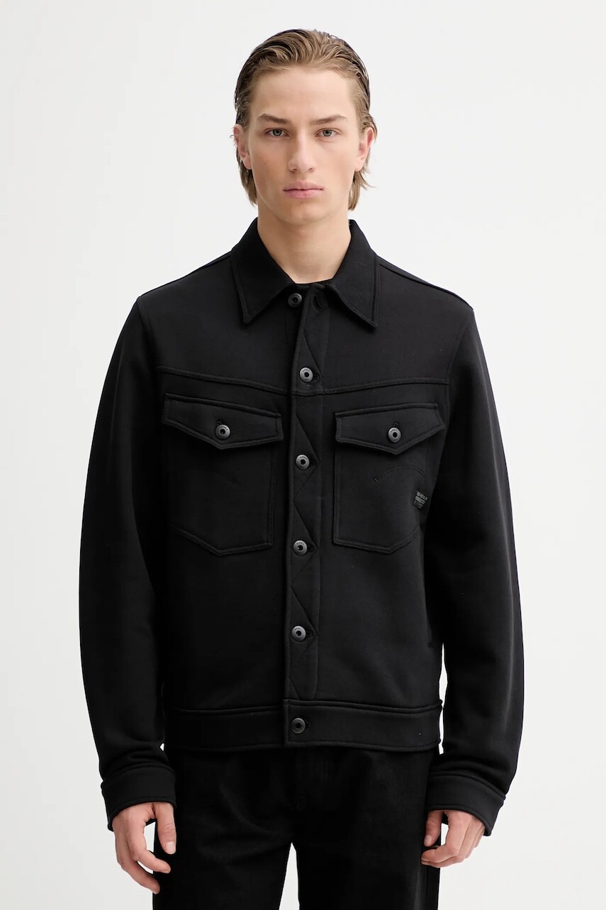 Bavlnená košeľová bunda G-Star čierna farba, prechodná, D27099-D395