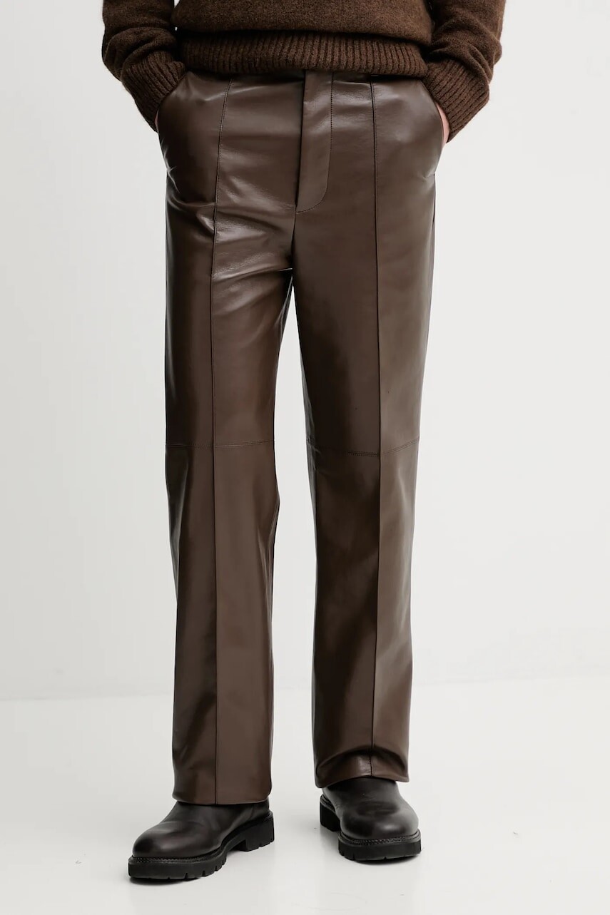 Nohavice Nanushka NM25PFPA04678 hnedá farba, rovný strih, STELLAN