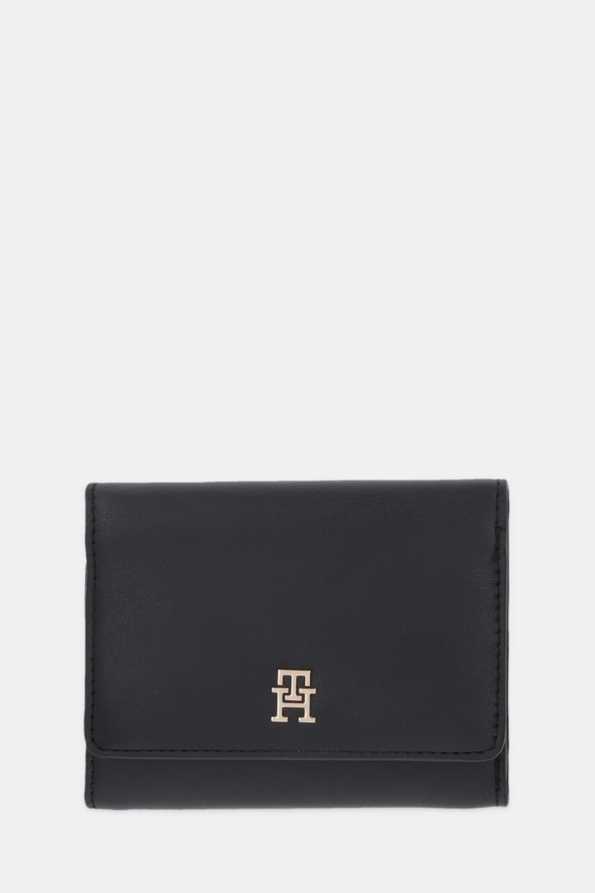 Peňaženka Tommy Hilfiger dámska, čierna farba, AW0AW18129