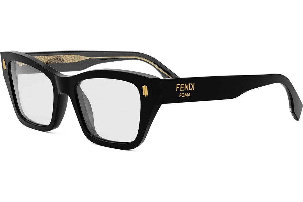 FENDI Roma Black Rectangular Eyeglasses - ONE SIZE (52)