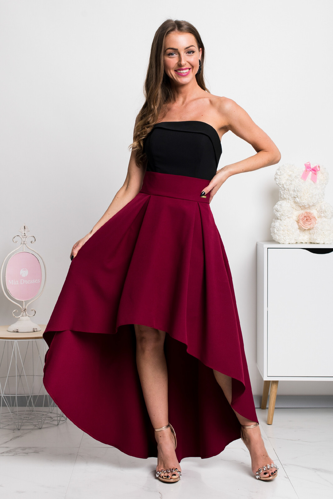 Parisse Bordová asymetrická sukňa Veľkosť: S