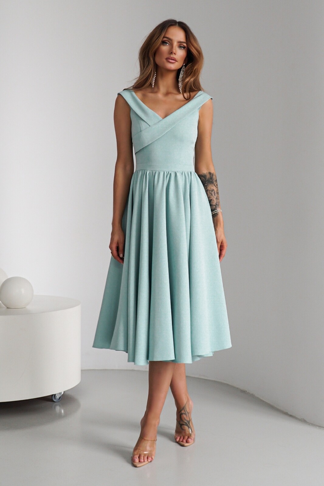 Warsaw Dress Zelené áčkové midi šaty Veľkosť: L