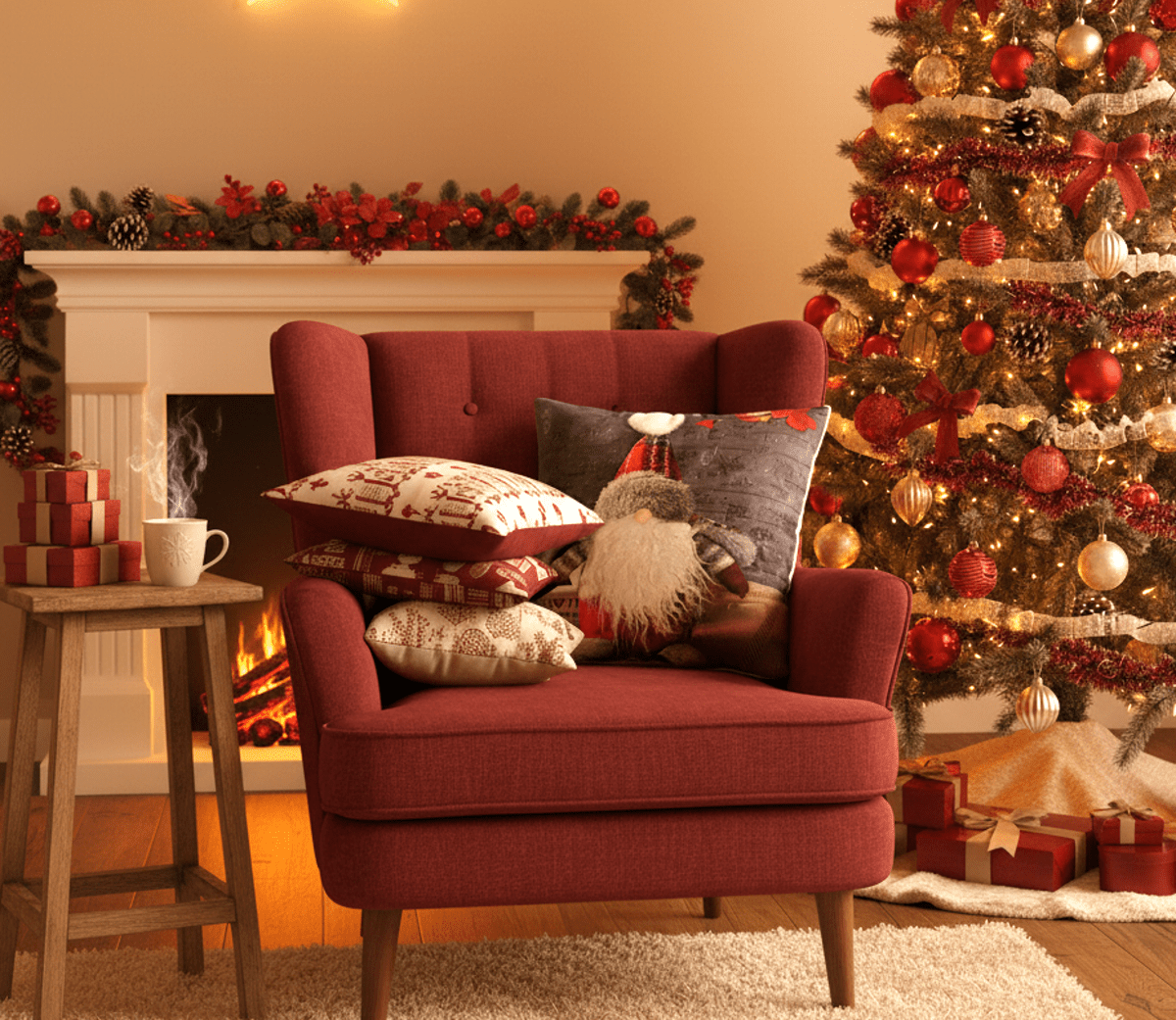 Vianočná 3D obliečka, Škandinávsky trpaslík, 40 x 40 cm