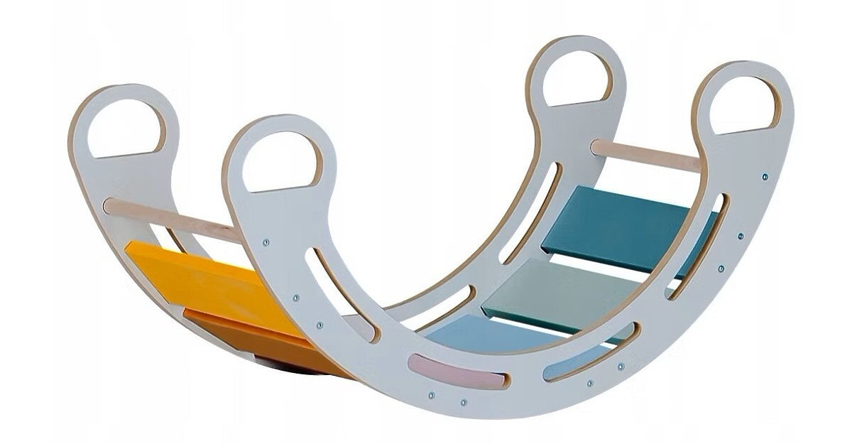 Montessori hojdačka - biela s farebnými priečkami