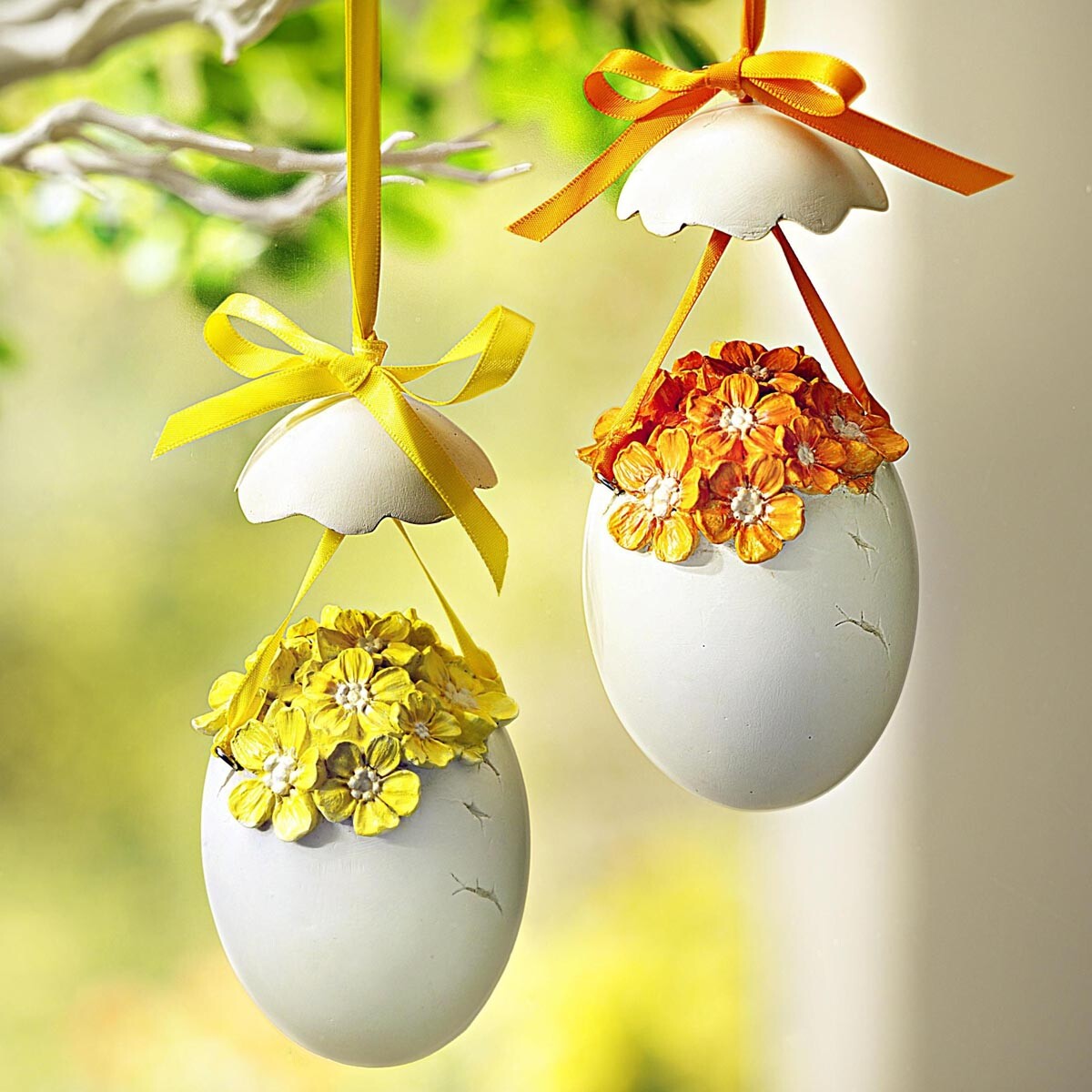 Závesná dekorácia Kvetinové vajíčko, sada 2 ks