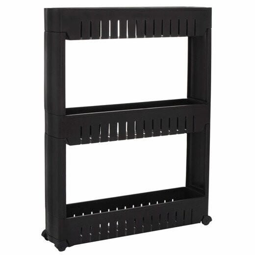 Mobilná kúpeľňová skrinka na kolieskach 3 úrovne - čierna