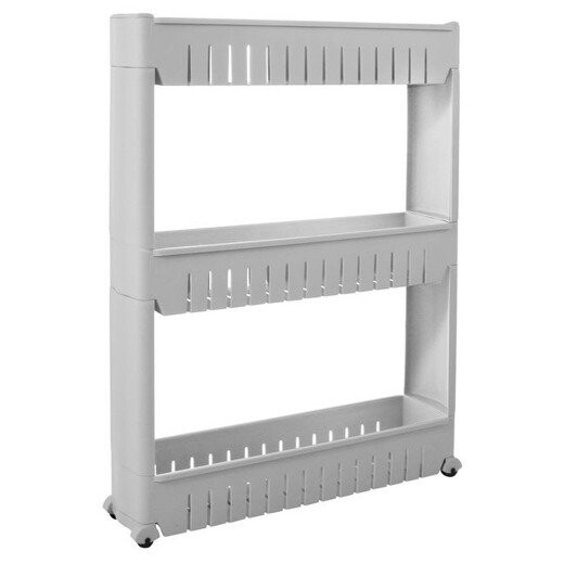 Mobilná kúpeľňová skrinka na kolieskach 3 úrovne - sivá