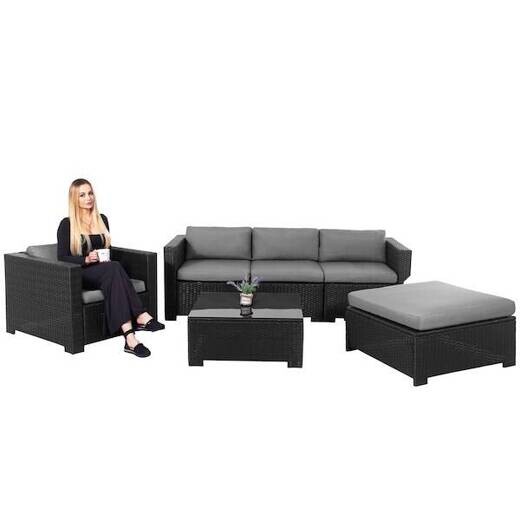 Zostava záhradného nábytku COSTA DE BLANCA + stolík - čierna/tmavošedá