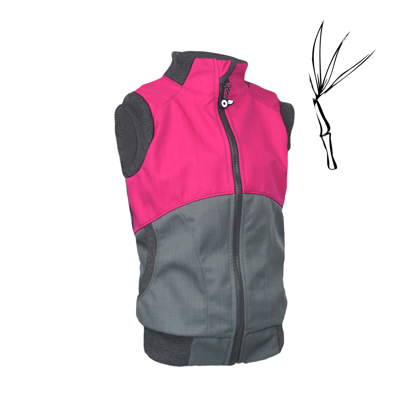 Unuo Unuo, Detská softshellová vesta s bambusovým úpletom Play, Šedá, fuchsie Veľkosť: 134/140 8596227087877