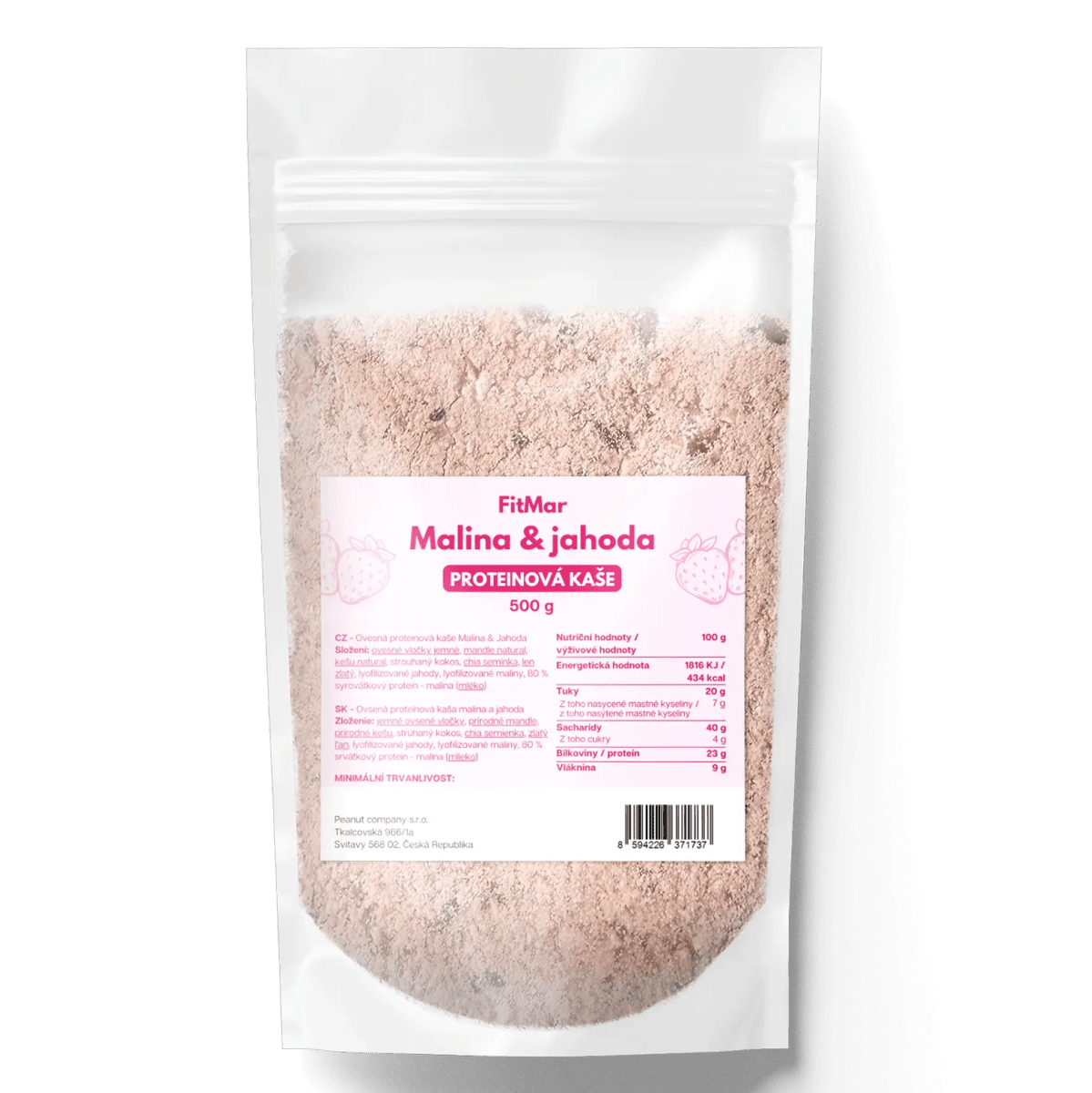 FitMar Proteínová ovsená kaša Malina a jahoda 500 g