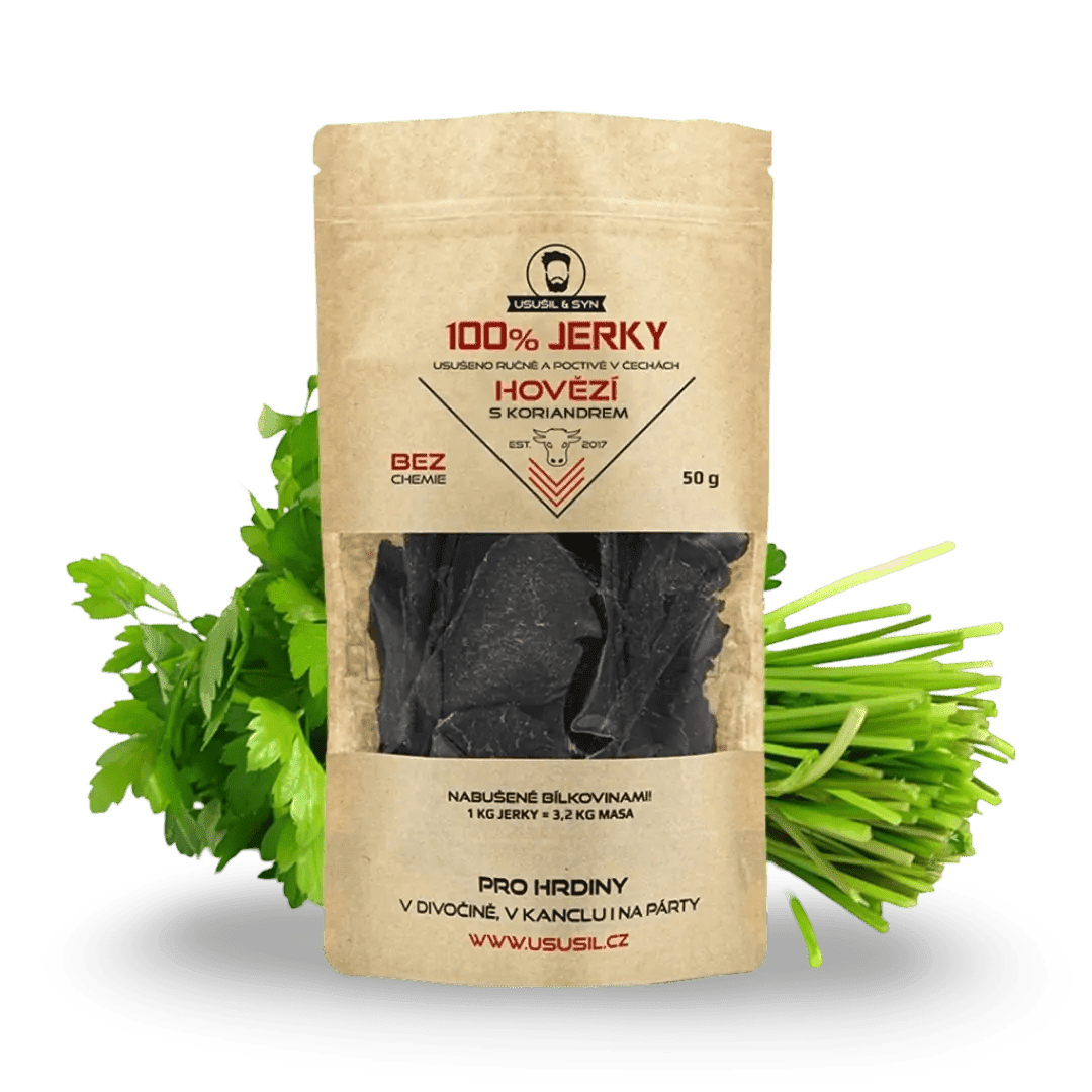 100% JERKY HOVĚZÍ S KORIANDREM 50 g