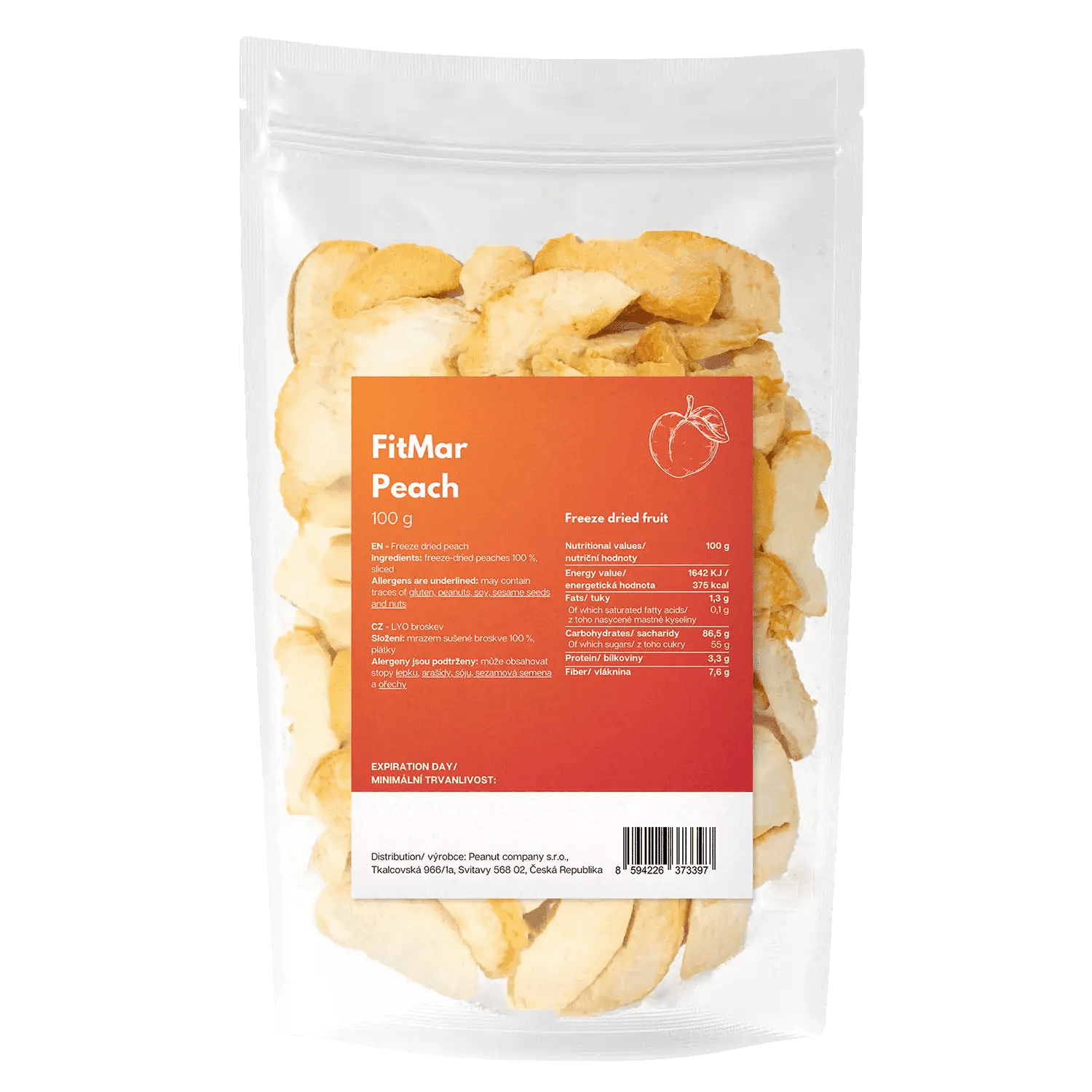 Broskyňové plátky lyofilizované