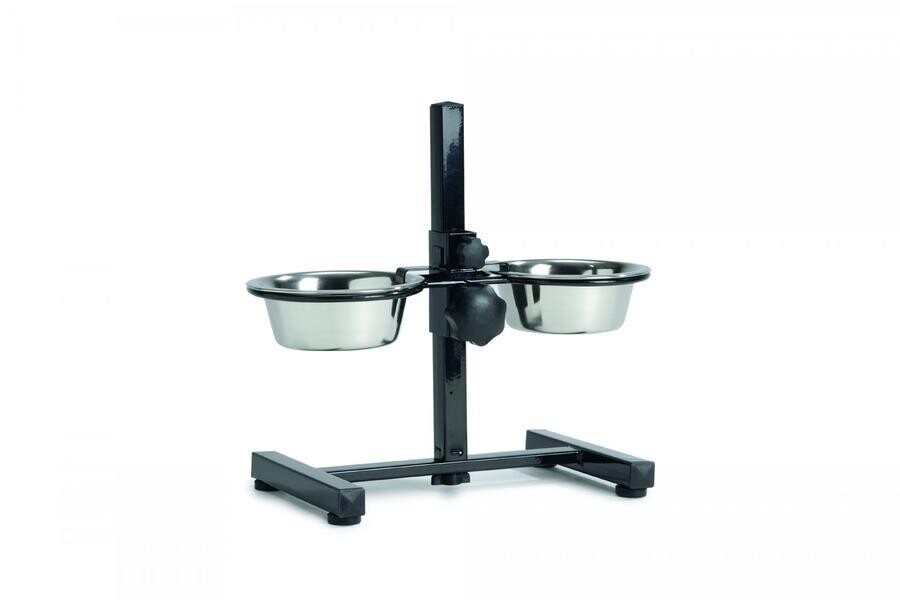 Beeztees Stojan na misky černý včetně nerezových misek 2x380ml