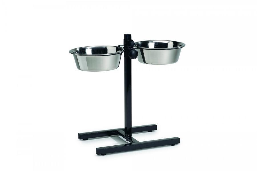 Beeztees Stojan na misky černý včetně nerezových misek 2x2530ml