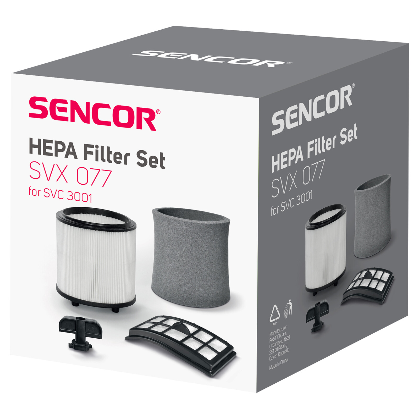 Sencor SVX 077HF HEPA Súprava filtrov s uzamykacím systémom Náhradná súprava filtrov k SVC 3001 pre model s kazetou HEPA aj bez nej, .