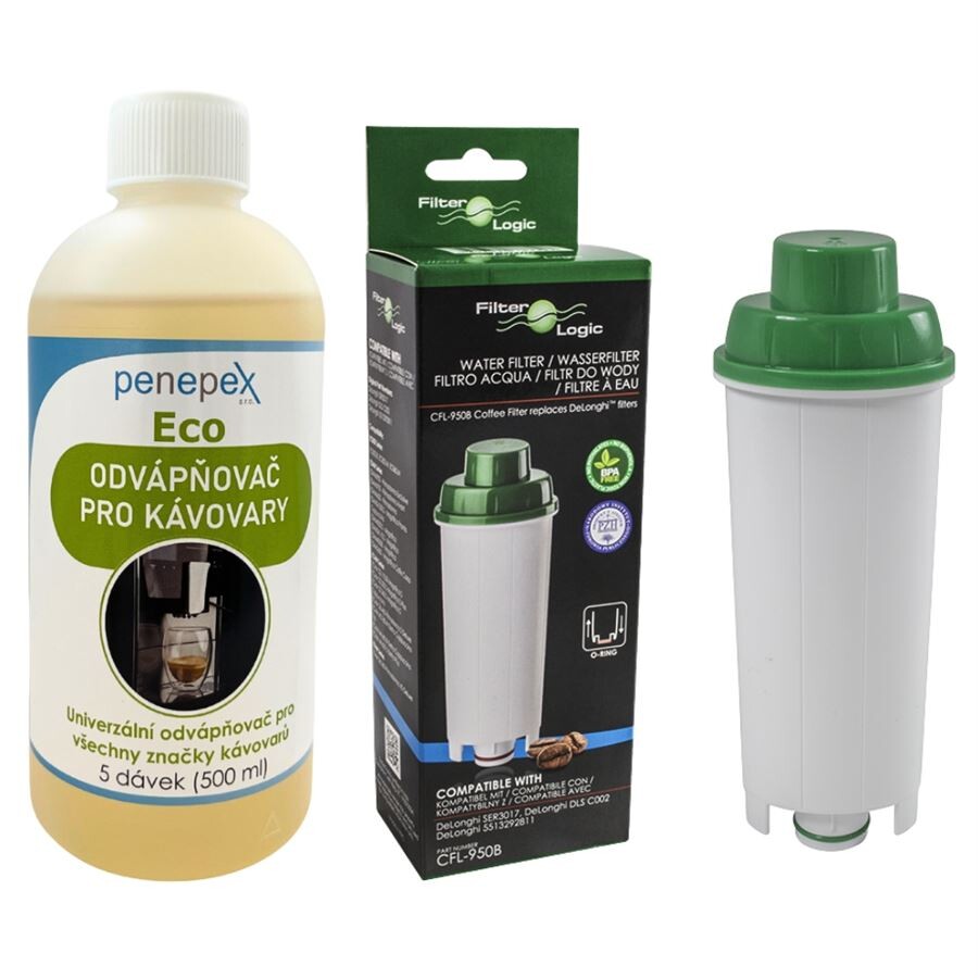 FilterLogic CFL-950B filter do kávovaru DeLonghi DLS C002 + Penepex Eco univerzálny odápňovač 500 ml