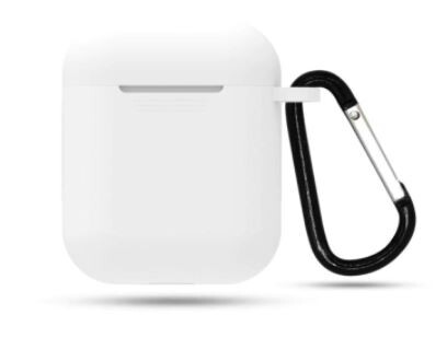 Silikónové puzdro pre Airpods 1 a 2 s karabínou - Biela