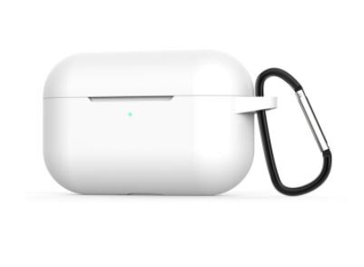 Silikónové púzdro pre Airpods Pro s karabínou - Biela