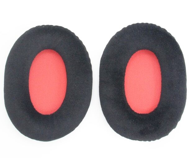 Náhradné náušníky pre slúchadlá Kingston HyperX Cloud II - Čierne s červeným vnútrom, semišové