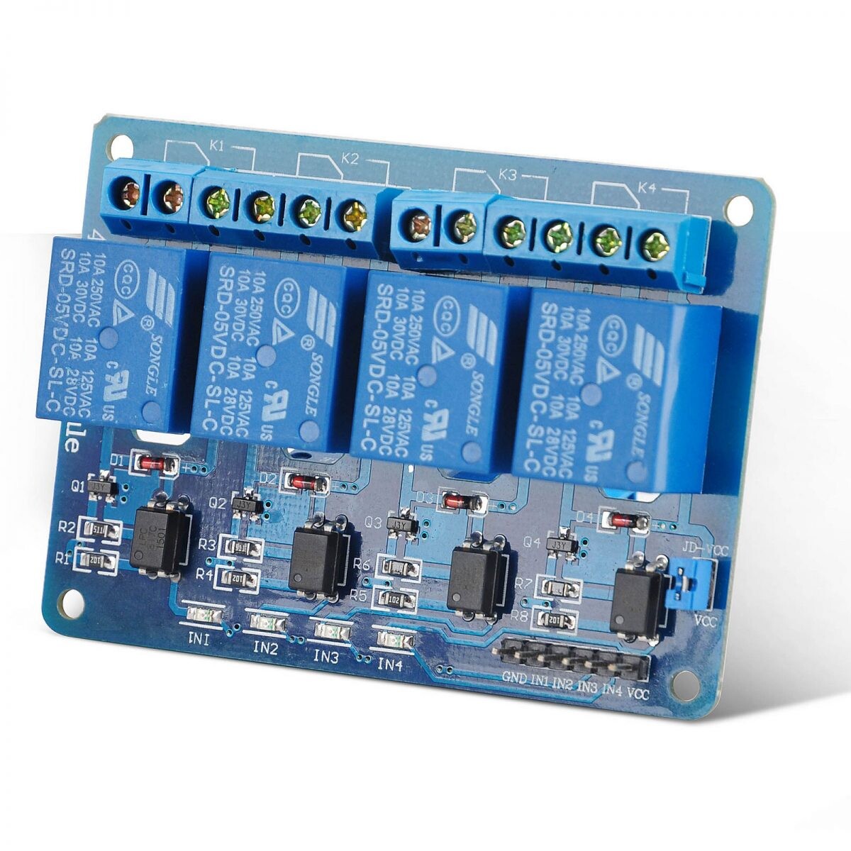 Relé 4 kanály 5V s optočlenom