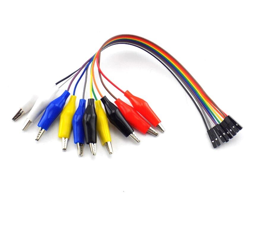 DuPont kábel F s krokosvorkami - Farebný, 20 cm, 10 kusov